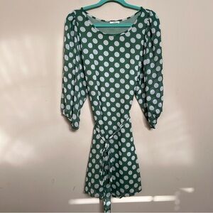 EZRA Green & White Polka Dot Dress